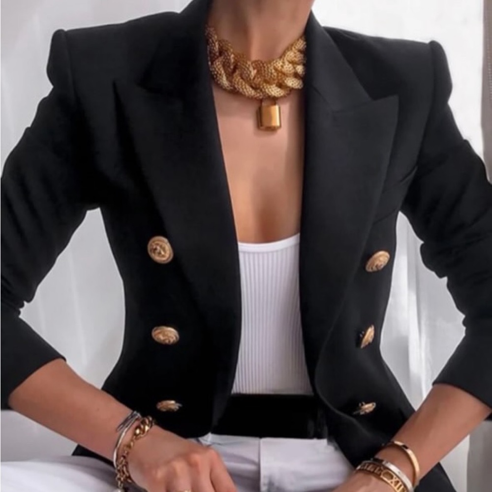 Misguided black polyester fashionable casual dressy blazer, Size Xsmall - Picture 11 of 11